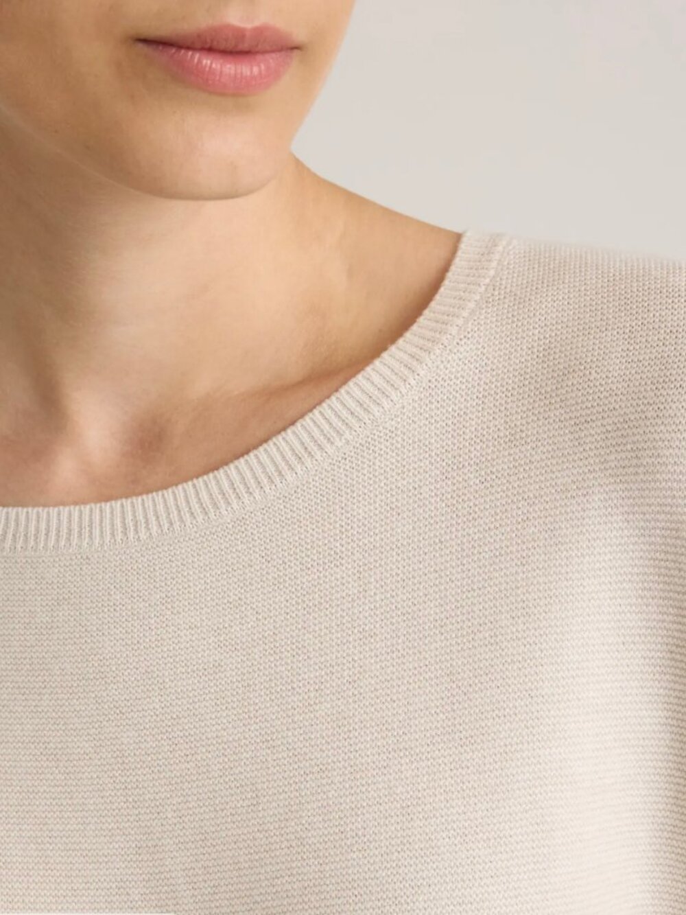 NWT Quince Lightweight Cotton Cashmere Dolman Sweater Heather Bone - X-Small - Picture 2 of 7